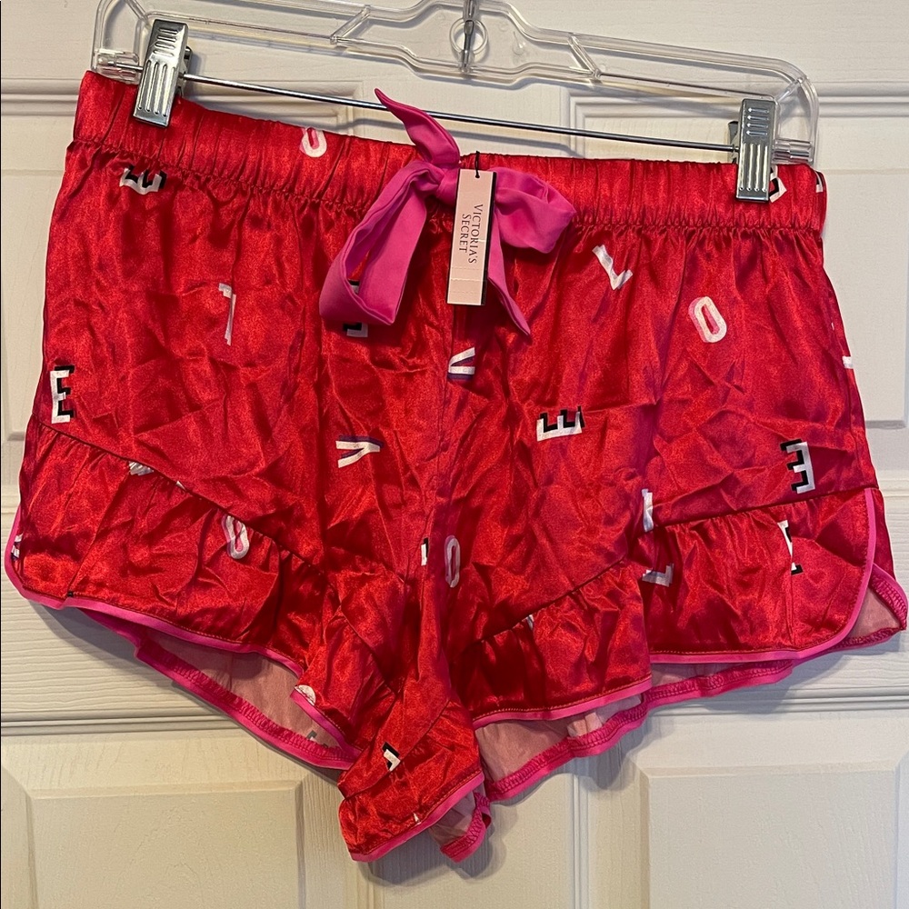 Victoria's Secret Red and Pink Satin Pajama Shorts